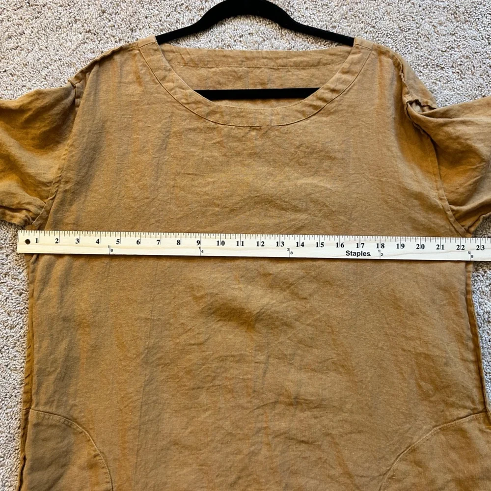 Ethically sourced women owned small business European linen rust dress Large - Picture 6 of 10